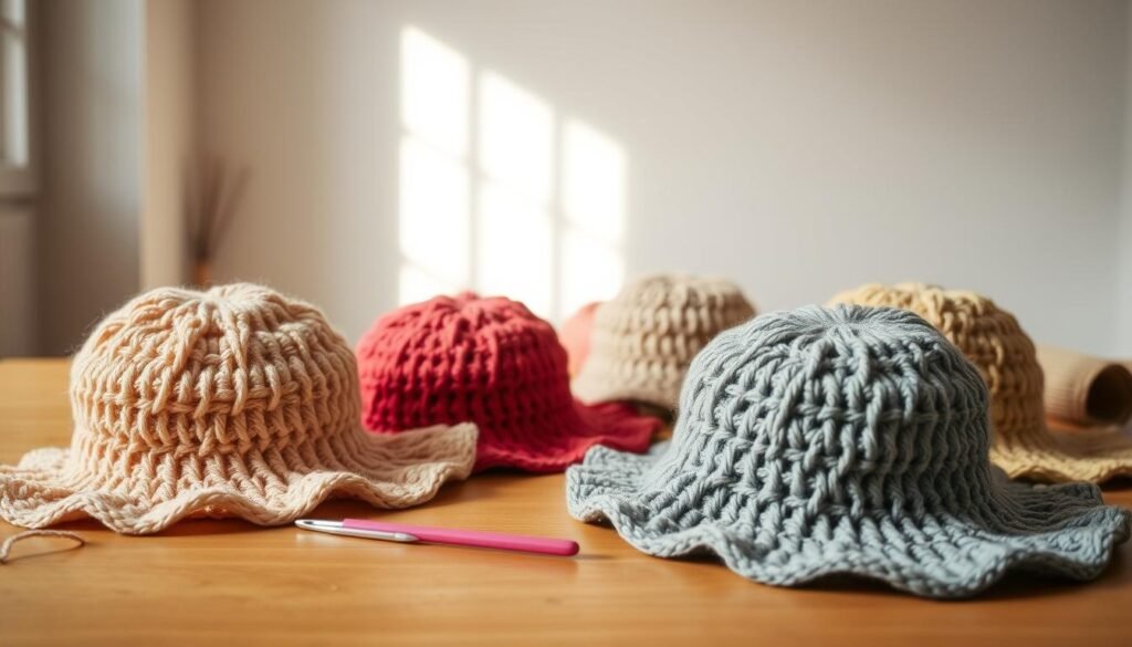 Blocking crochet sunhats