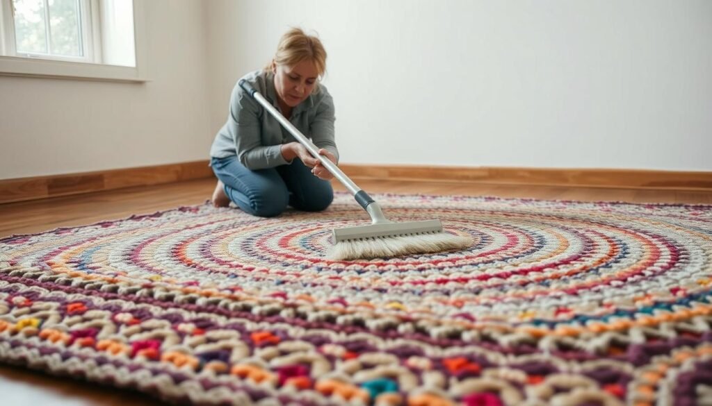 Cleaning crochet rugs