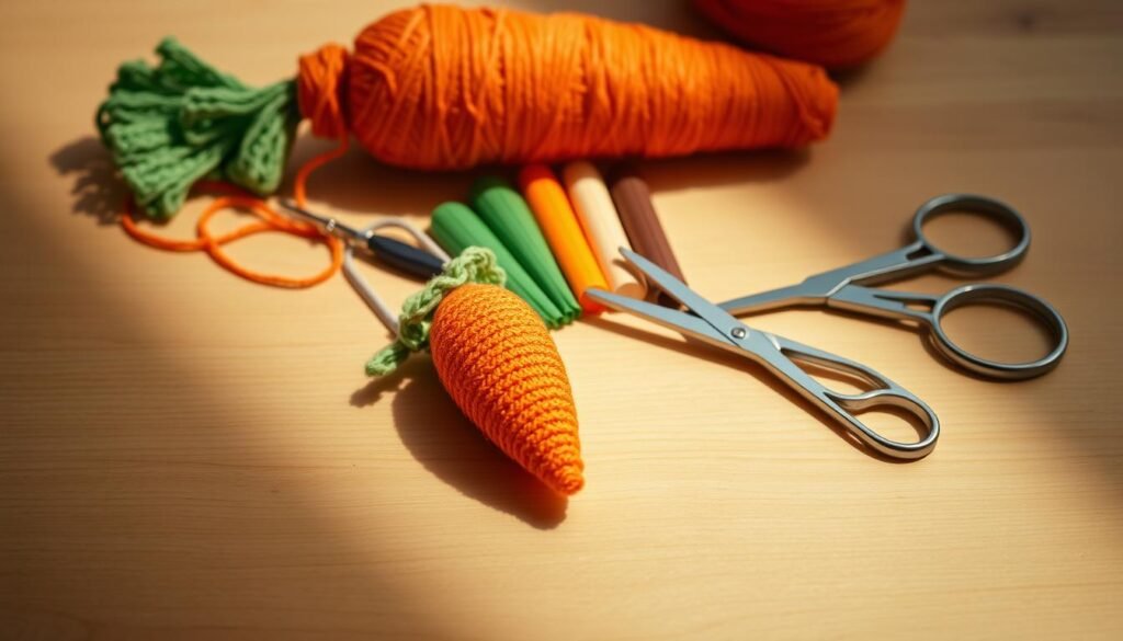 Crochet Carrot Materials and Supplies