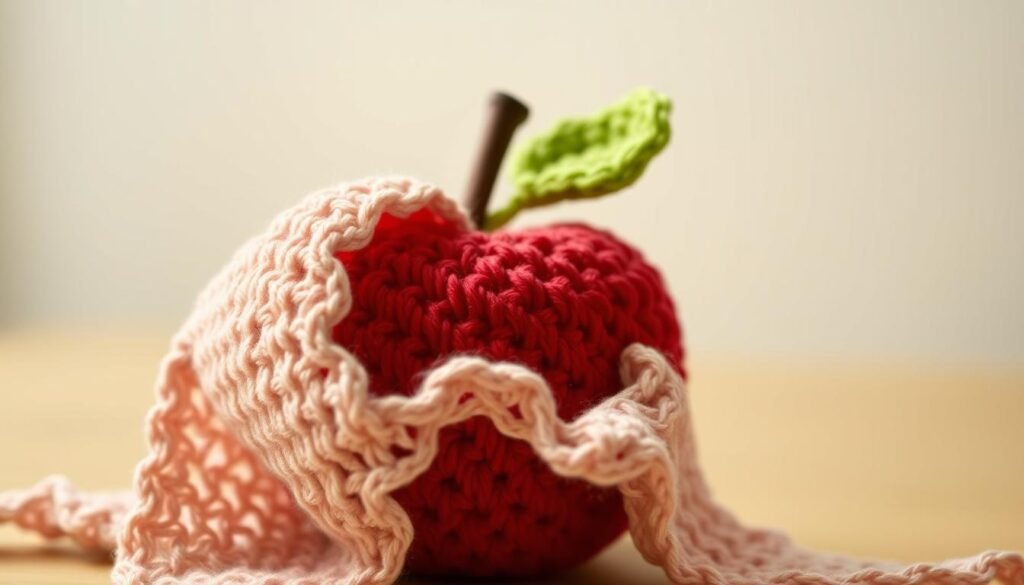 Crochet apple pattern construction