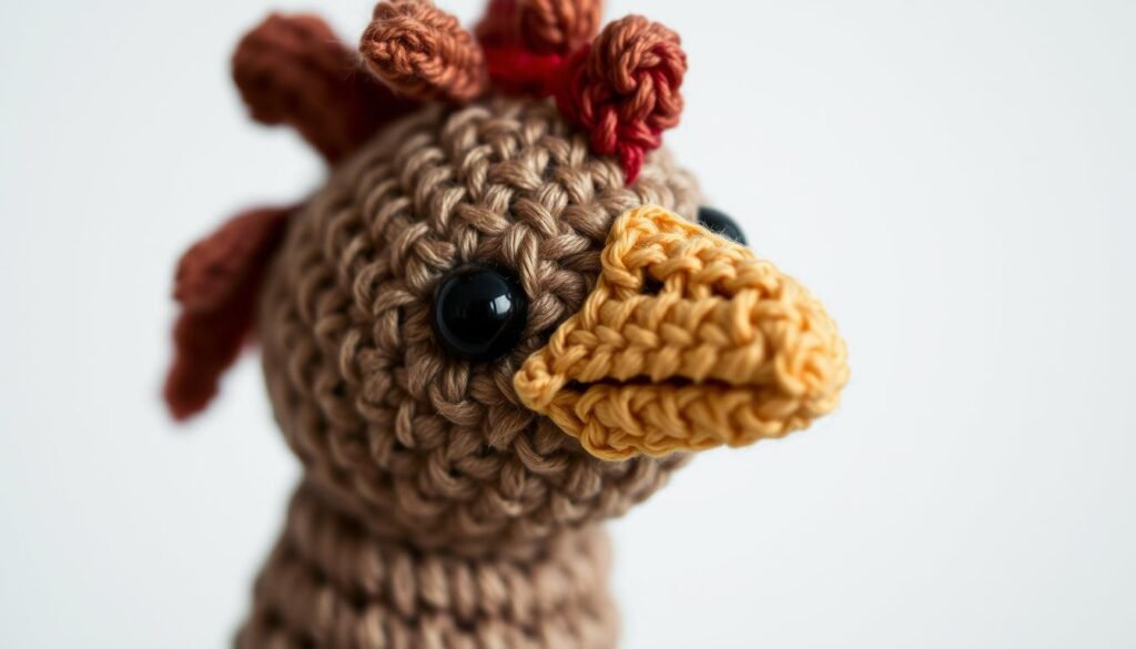 Crochet chicken head and beak