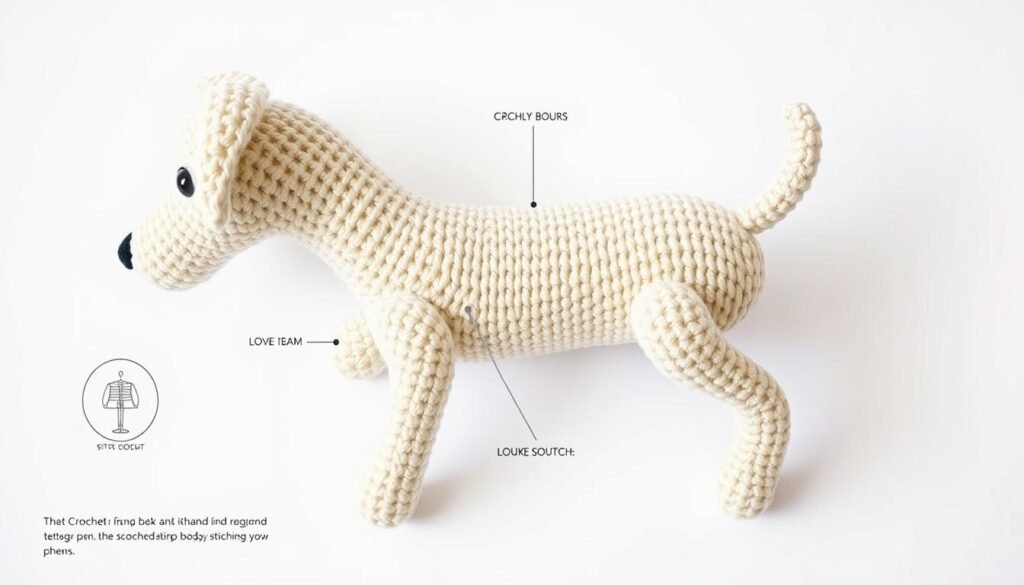 Crochet dog body construction