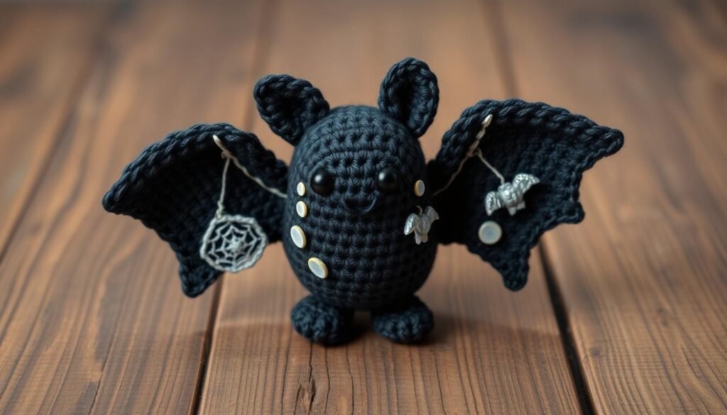 Crochet embellishments for bat amigurumi