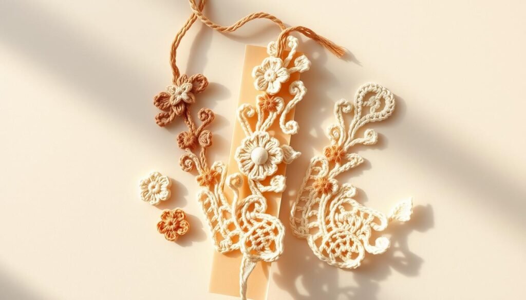 Crochet embellishments for decorative bookmarks