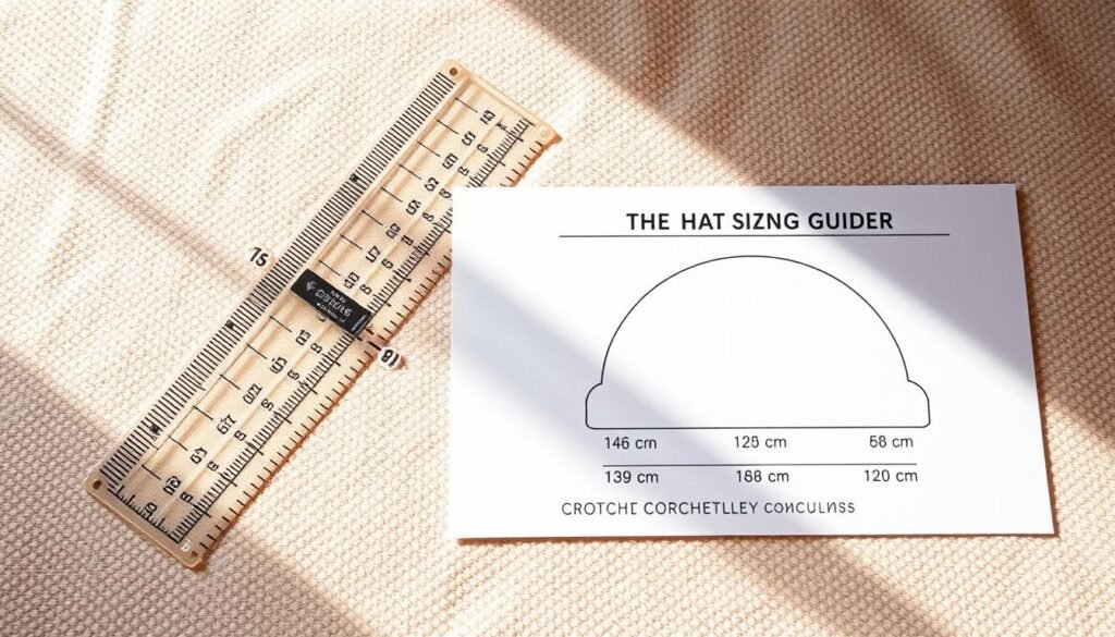 Crochet gauge and hat sizing guide