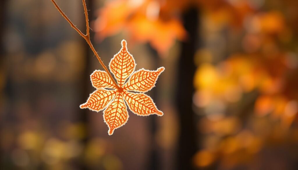 Crochet maple leaf shape with five distinct points