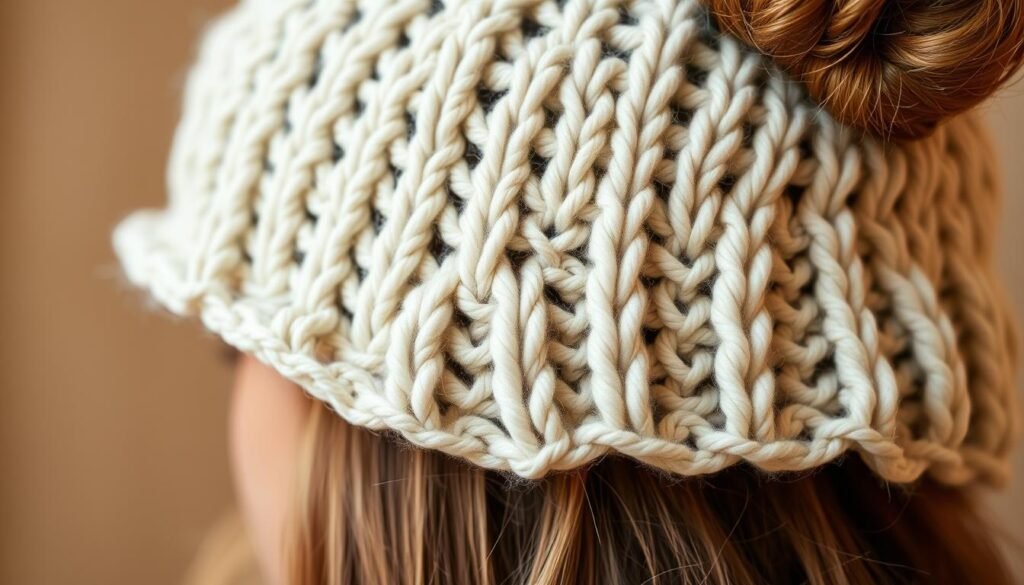 Crochet ribbed brim for messy bun hat