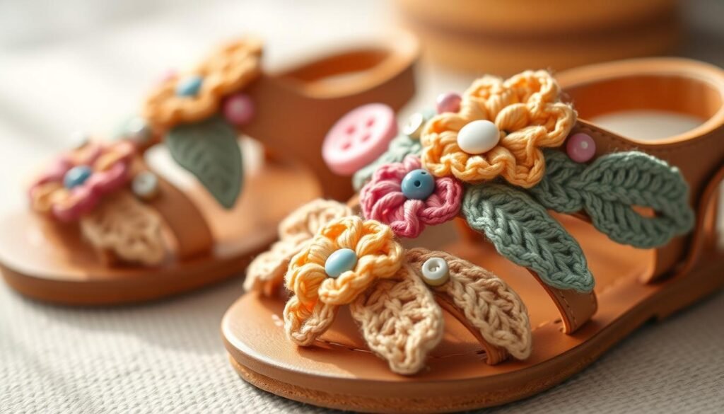 Crochet sandal decorations