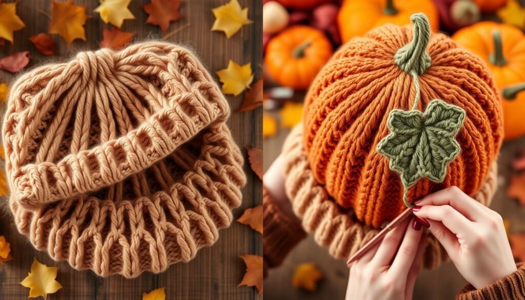 Crochet techniques for pumpkin beanie