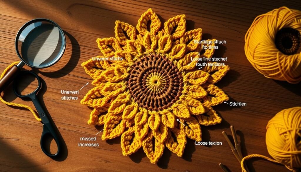 Crochet troubleshooting sunflower pattern