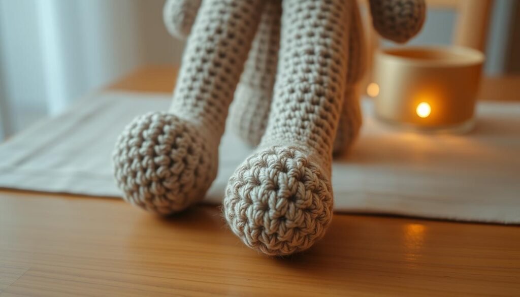 Crocheting amigurumi legs