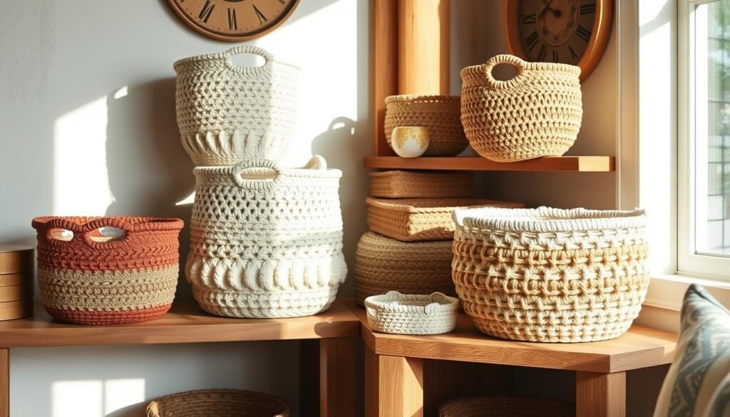 Decorative crochet baskets for home decor