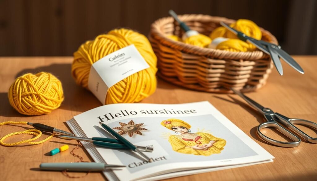 Essential crochet tools for Hello Sunshine pattern