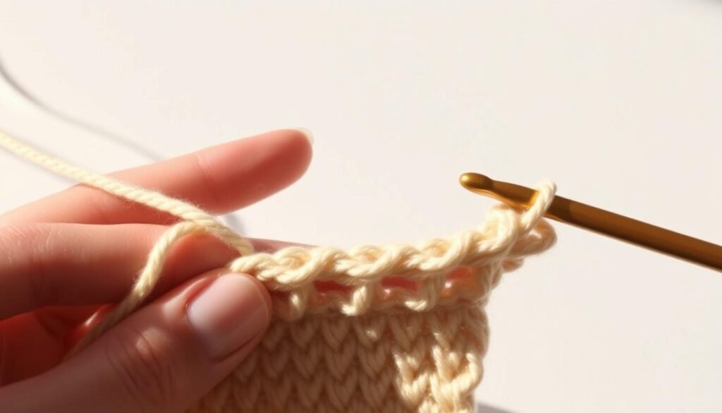 Front post half double crochet technique