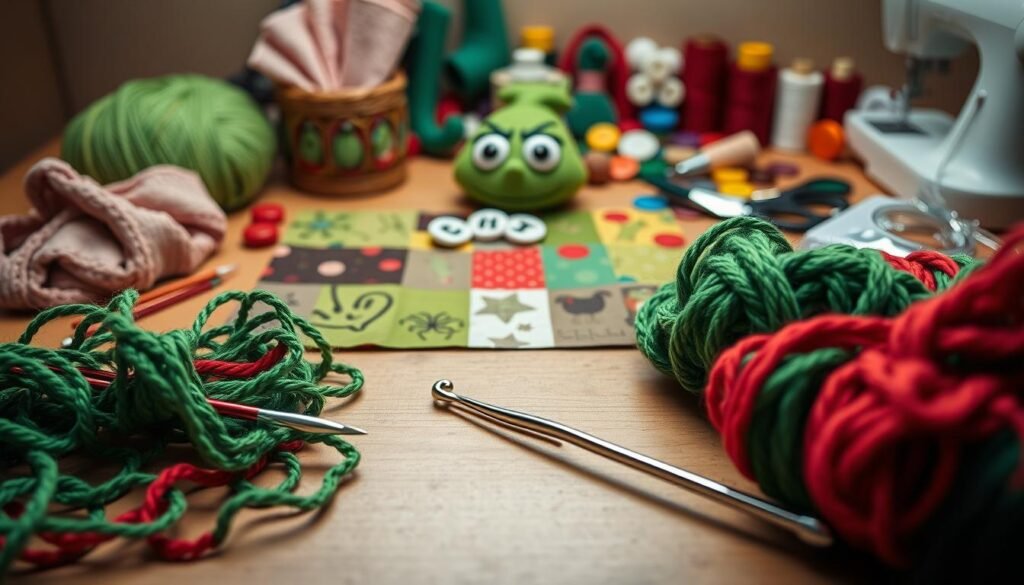 Grinch crochet supplies