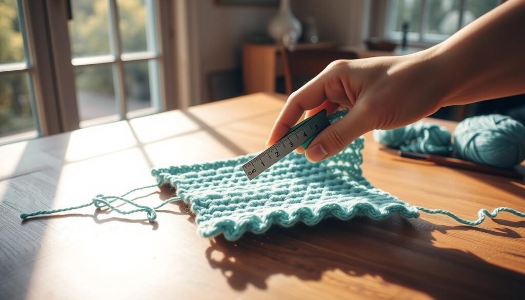 Measuring crochet gauge for cat bed