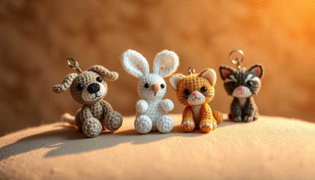 Mini crochet animals keychain