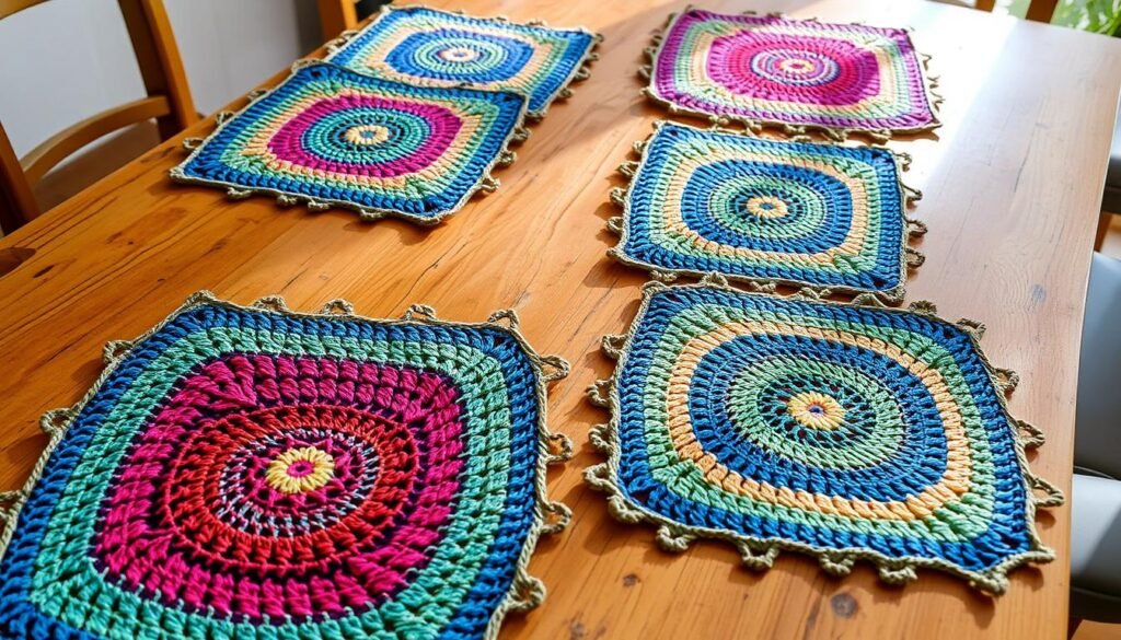 Mosaic crochet placemats