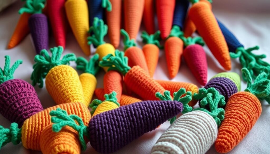 Rainbow Crochet Carrots Design Variations