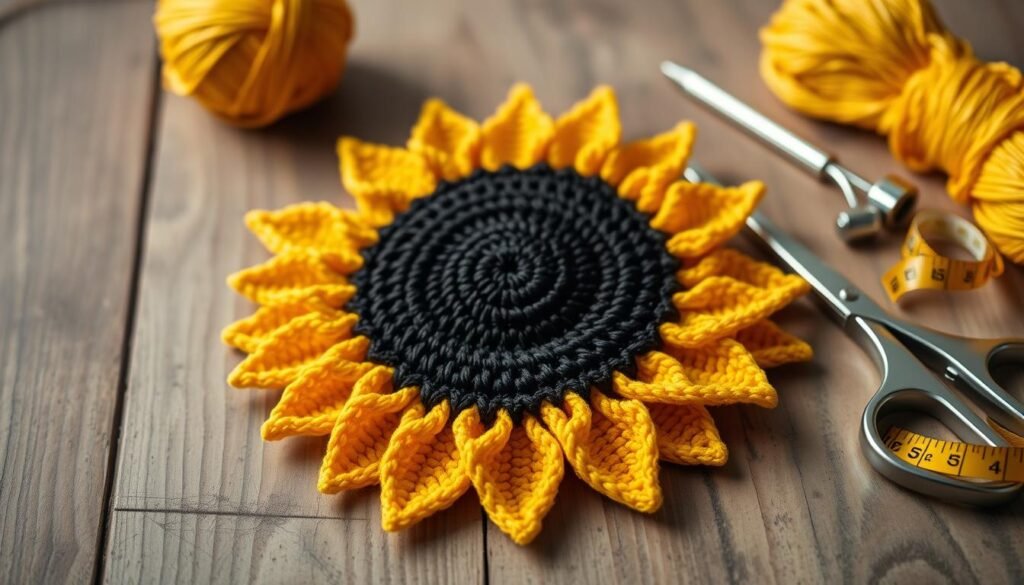 Resizing crochet patterns for sunflowers