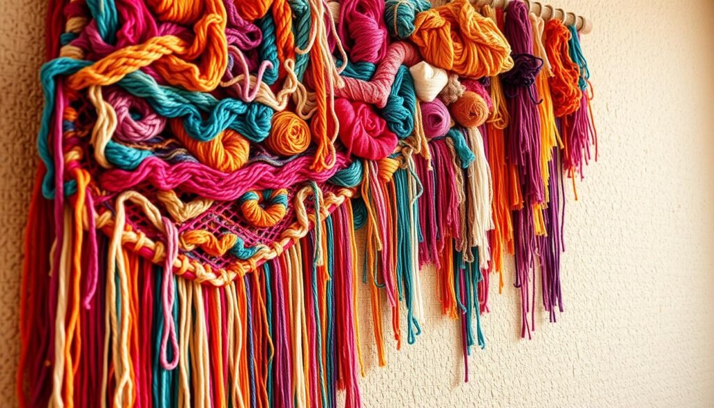 Scrap yarn wall art