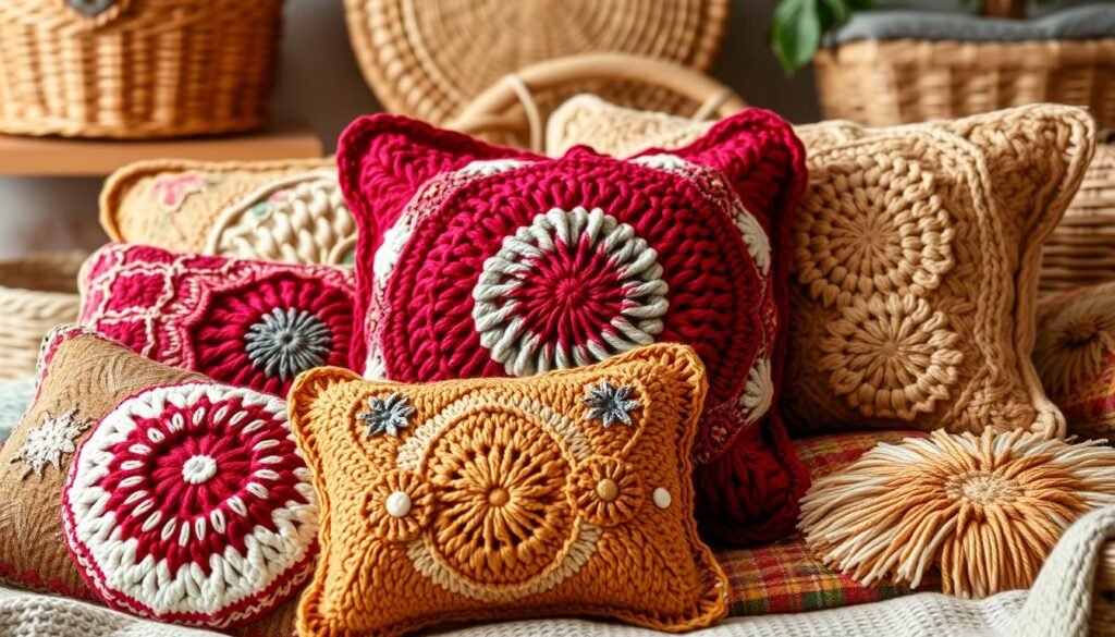 Seasonal crochet pillows