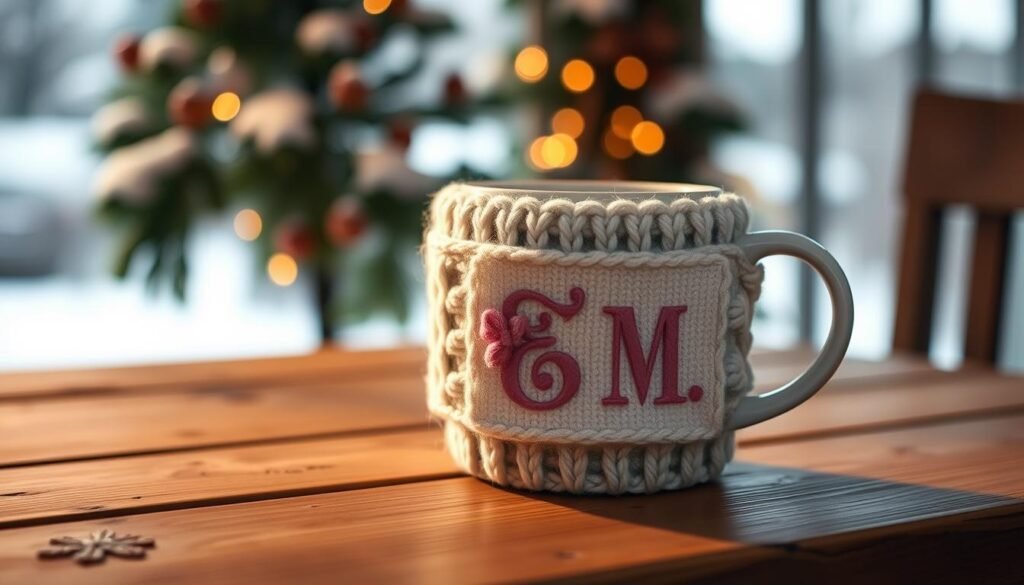 Seasonal personalized mug cozy designs