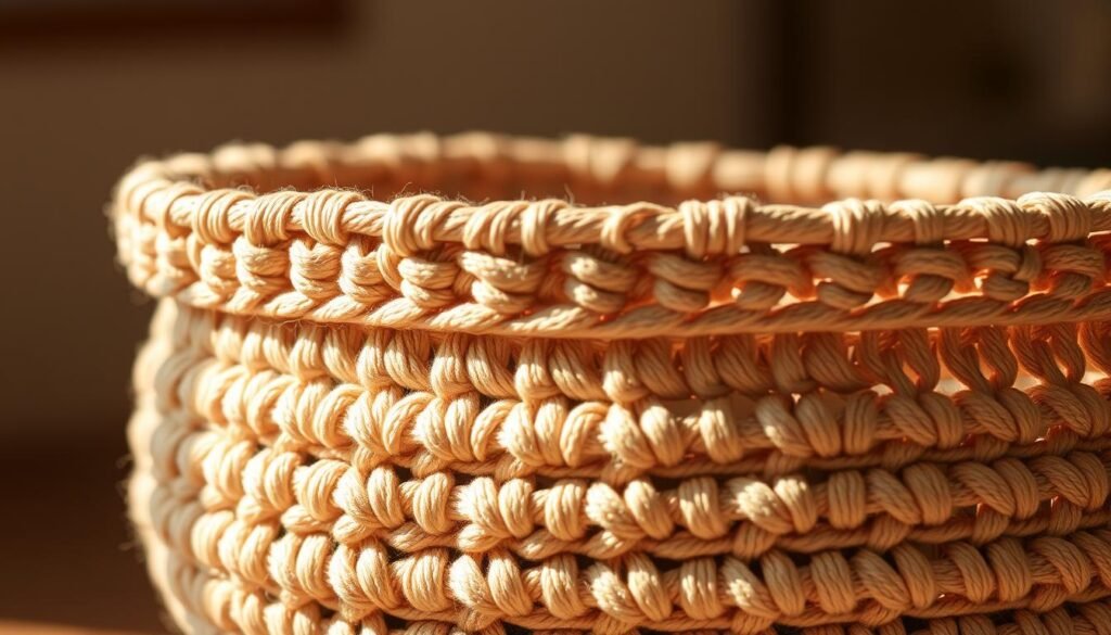 Sturdy crochet baskets tension control