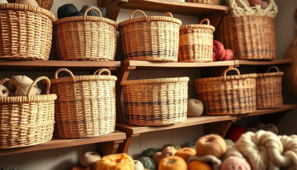 Yarn storage baskets for craft room organization