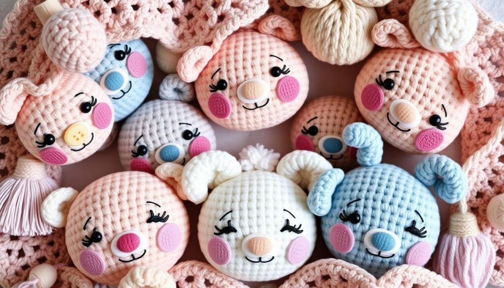 amigurumi faces and crochet embellishments