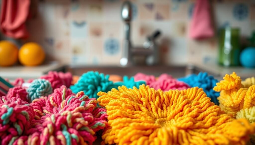 colorful kitchen scrubbies