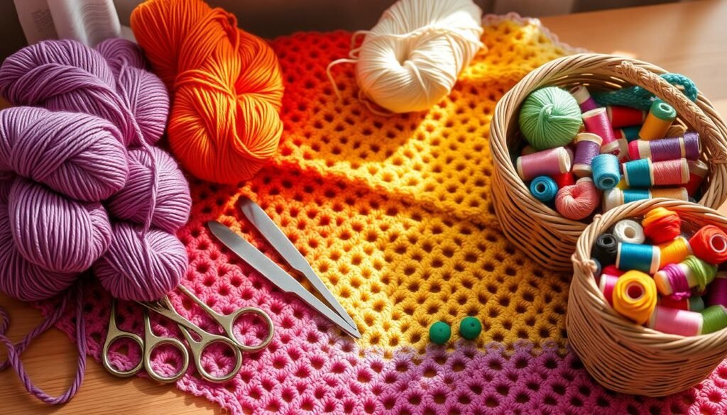 crochet materials for rainbow blanket