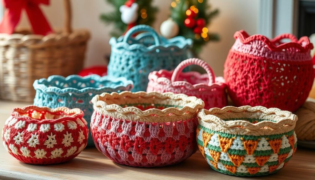 holiday crochet baskets