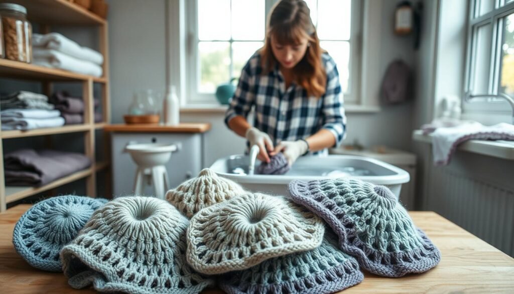 washing crochet hats